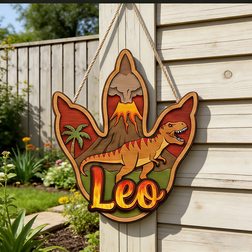 Baby Products Decoration - Placa de Madeira Personalizada 3D Dinossauro